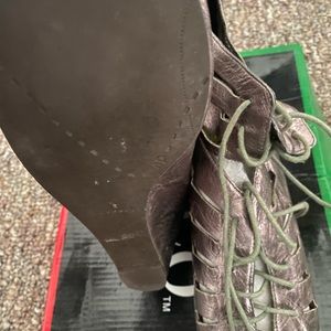 Dark silver lace up open toe sandals